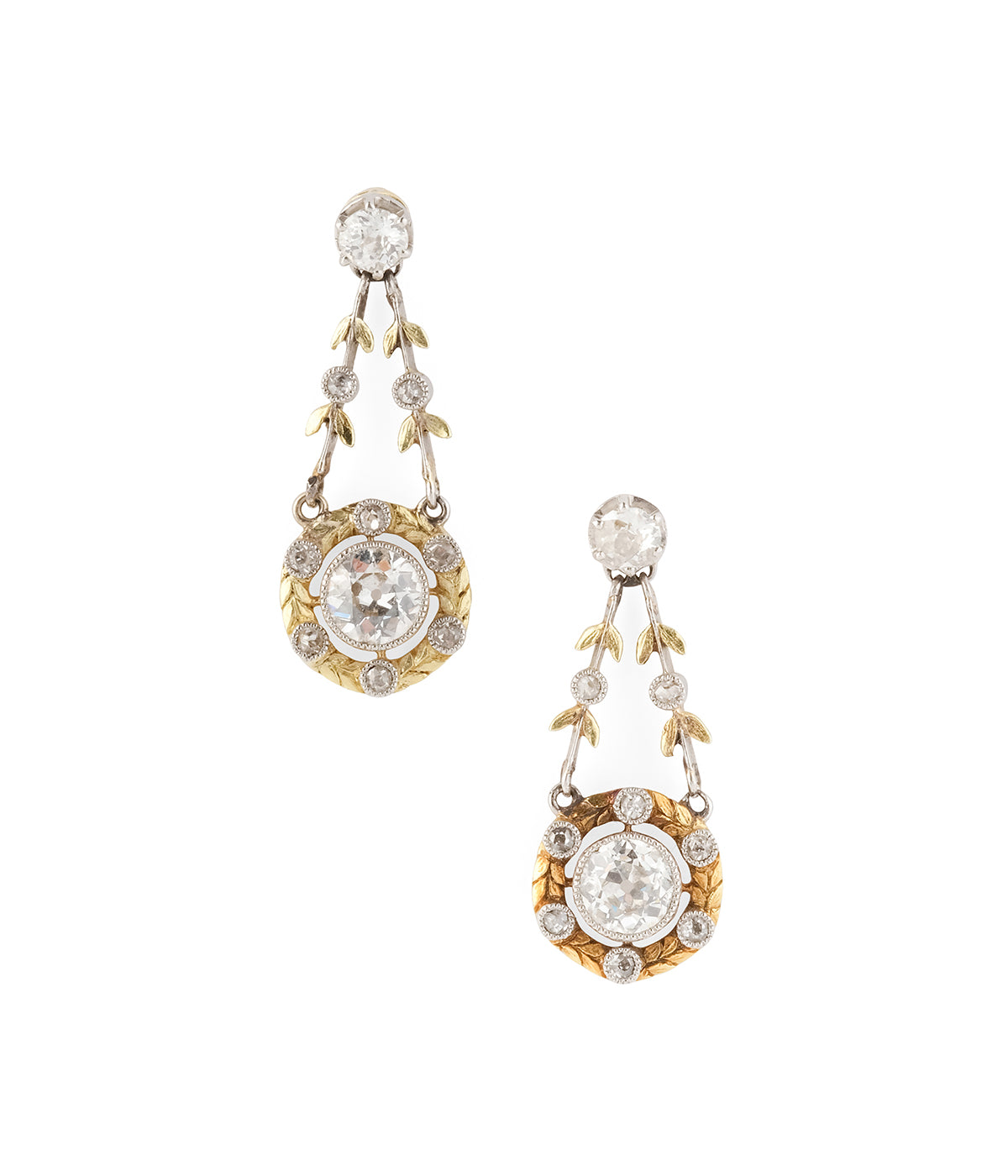 Boucles D'oreilles Dormeuses Vintage – Arabesques, Métal Argenté – Occasion
