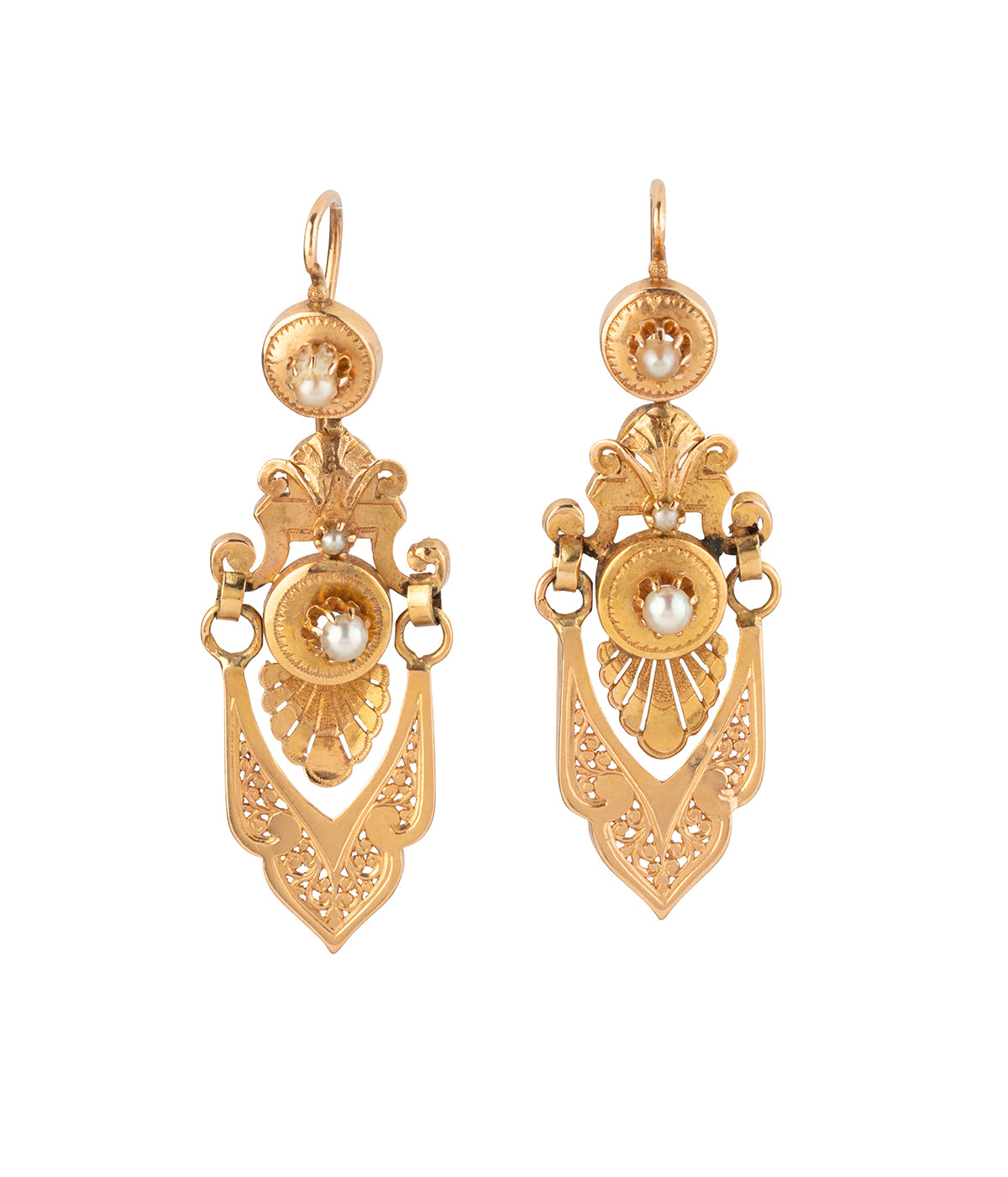Collier Négligé Napoléon III - Perles De Verre Rouges Et Métal, Bijou Ancien Occasion
