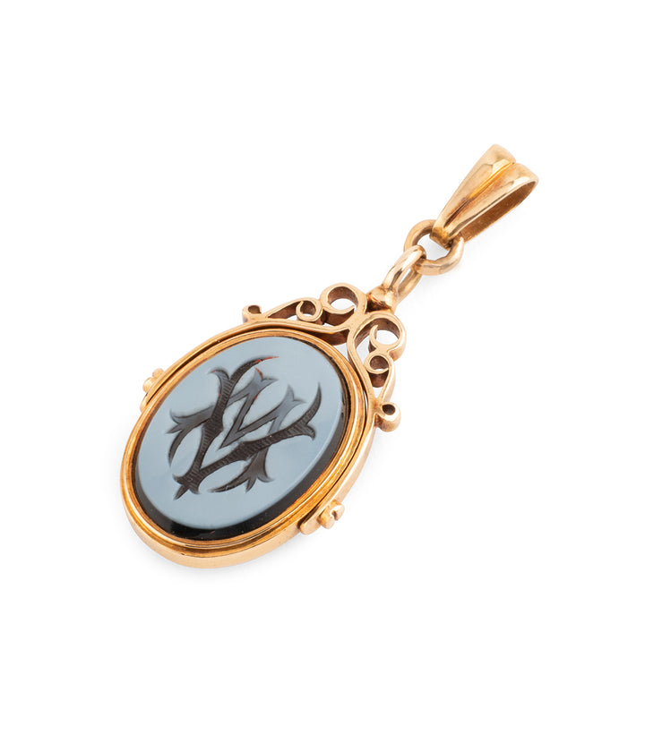 Ancien-pendentif-sceau-initiales-Caillou-Paris