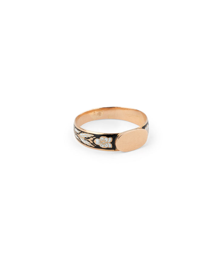 Ancienne bague émail noir et blanc Banvida - Caillou Paris
