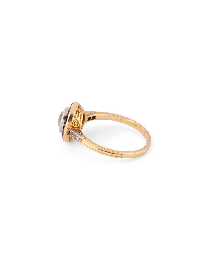 Ancienne bague de fiançailles diamant et rubis "Nadra" - Caillou Paris