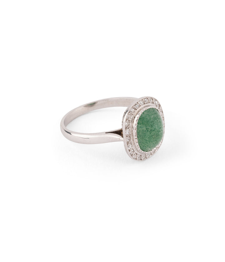 Ancienne bague de fiançailles en diamants et aventurine "Songaa" - Caillou Paris