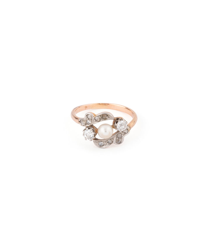 Ancienne bague de fiançailles perle et diamants "Elena" - Caillou Paris