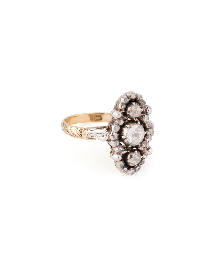 Ancienne bague marquise en diamants et or "Blane" - Caillou Paris
