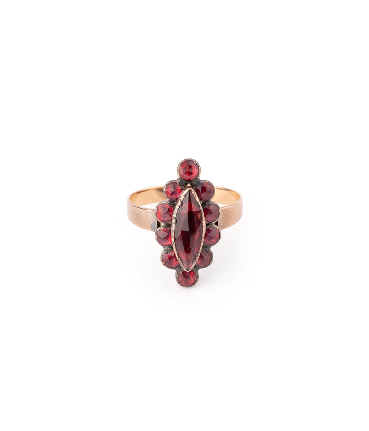 Ancienne bague marquise en grenats de Perpignan "Iniya" - Caillou Paris