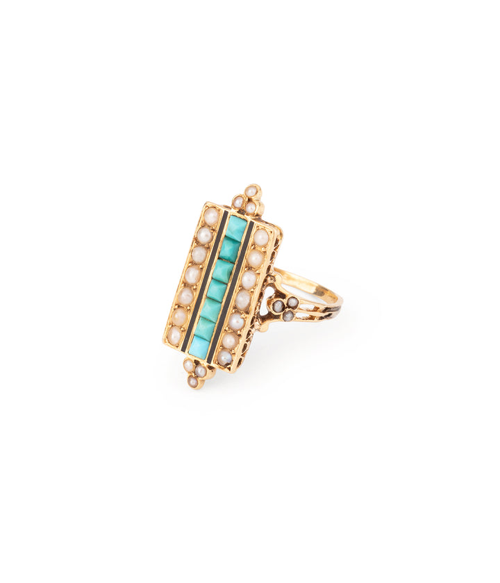 Ancienne bague perles turquoises "Gaelle" - Caillou Paris
