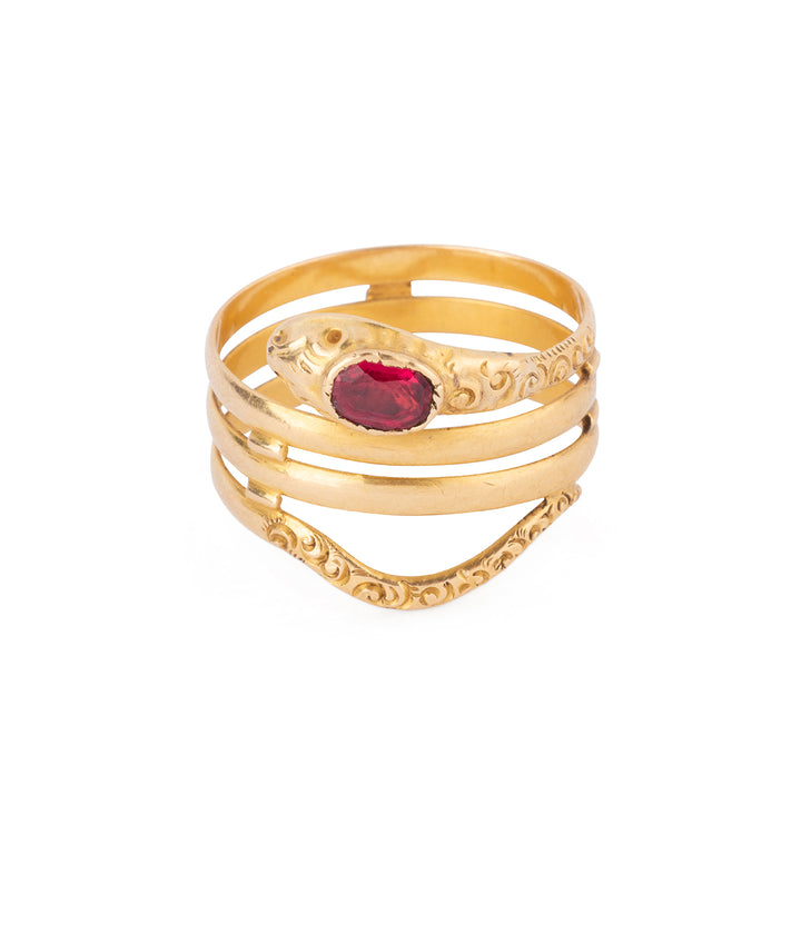 ancienne bague serpent en grenat "Taupo" - Caillou Paris