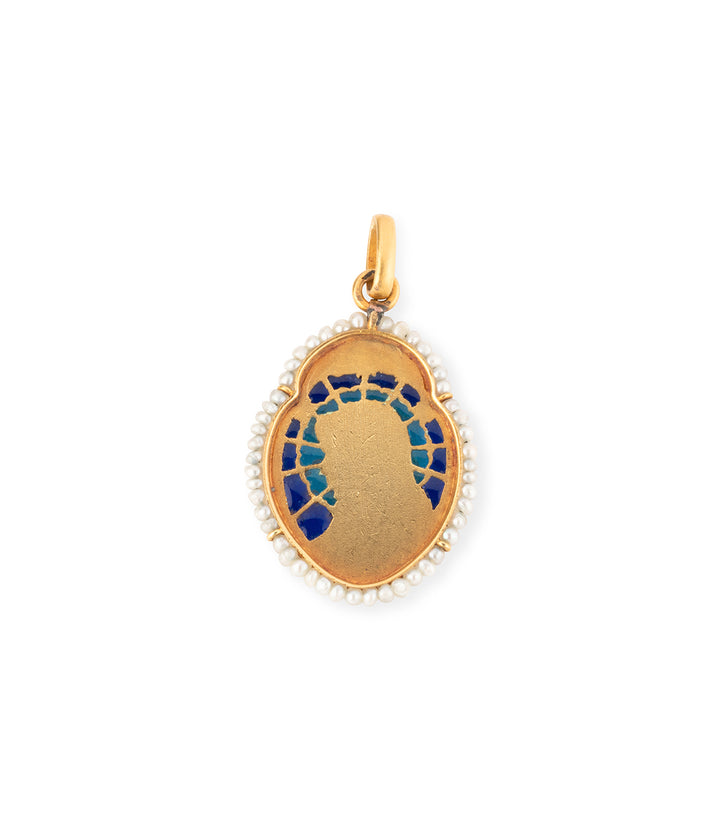 Ancienne-medaille-vierge-or-email-Mounir-Caillou-Paris