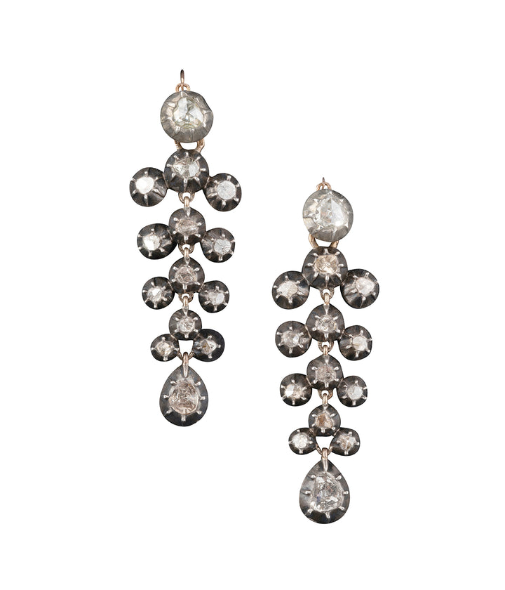 Anciennes boucles d'oreilles en argent et diamants "Ronny" - Caillou Paris