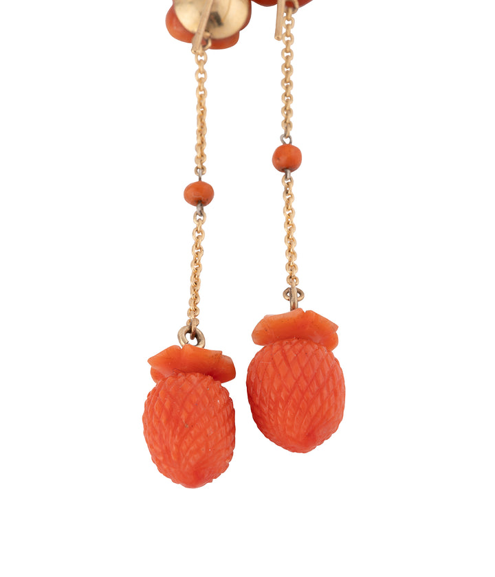 Anciennes boucles d'oreilles en corail "Jaak" - Caillou Paris