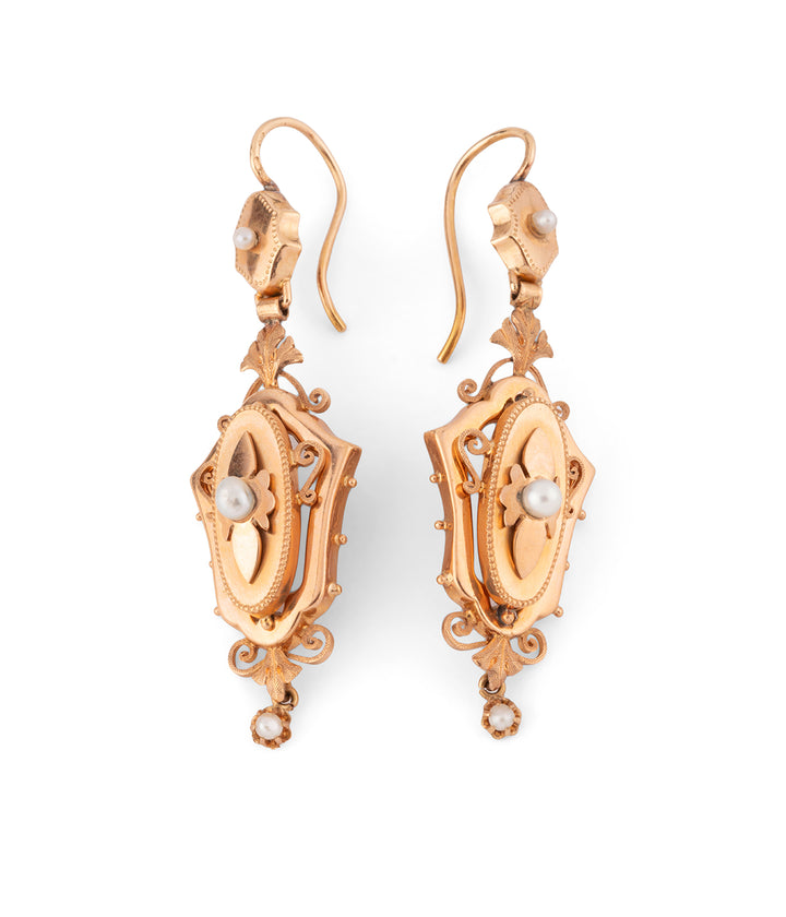 Anciennes boucles d'oreilles en or et perles "Ebba" - Caillou Paris