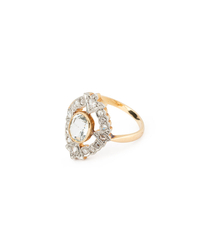 Antique aquamarine diamond ring "Cesarita" - Caillou Paris