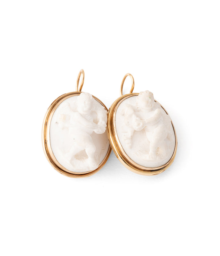 Antique cameo lava earrings "Ruddy" - Caillou Paris