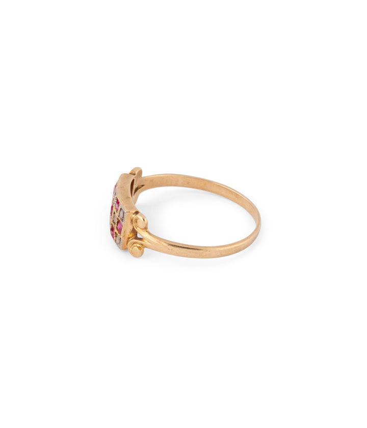 antique diamonds rubies ring "Vaka" - Caillou Paris