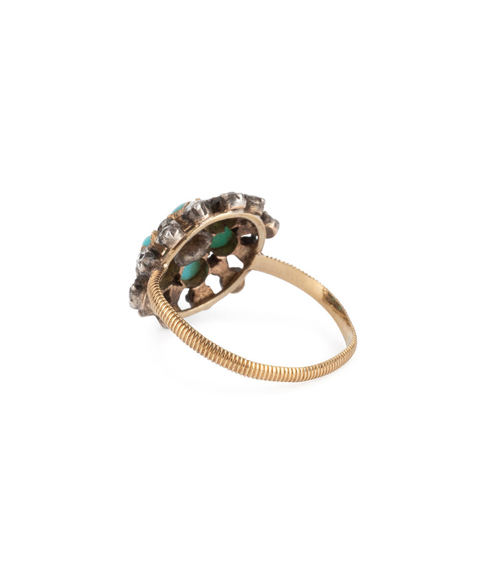 Antique-floral-ring-turquoise-diamonds-Badda-Caillou-Paris
