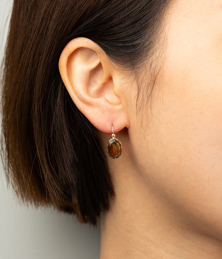 Antique foiled citrine earrings french jewellery "Juha" - Caillou Paris