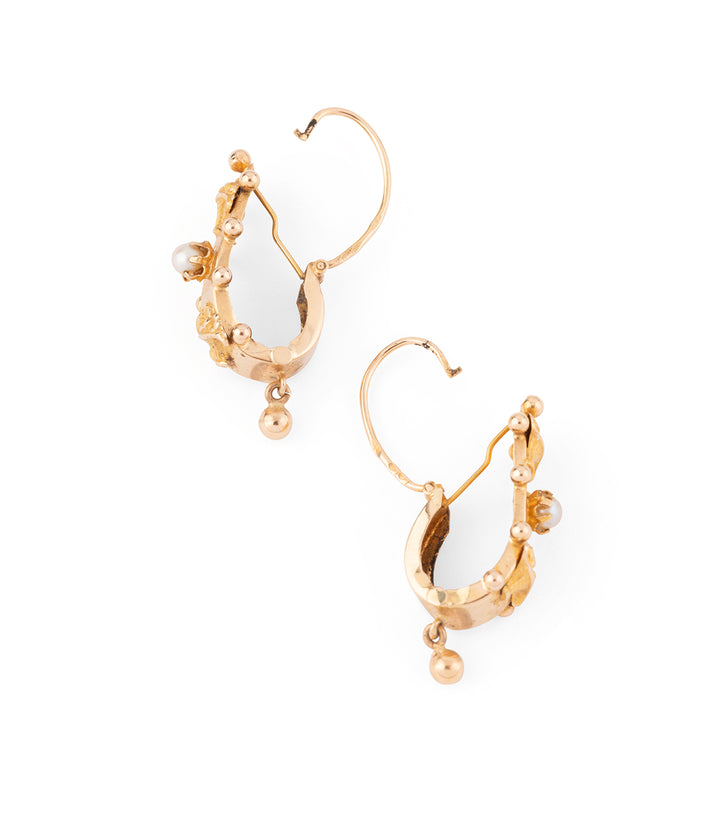 Antique french earrings pearl gold "Roba" - Caillou Paris
