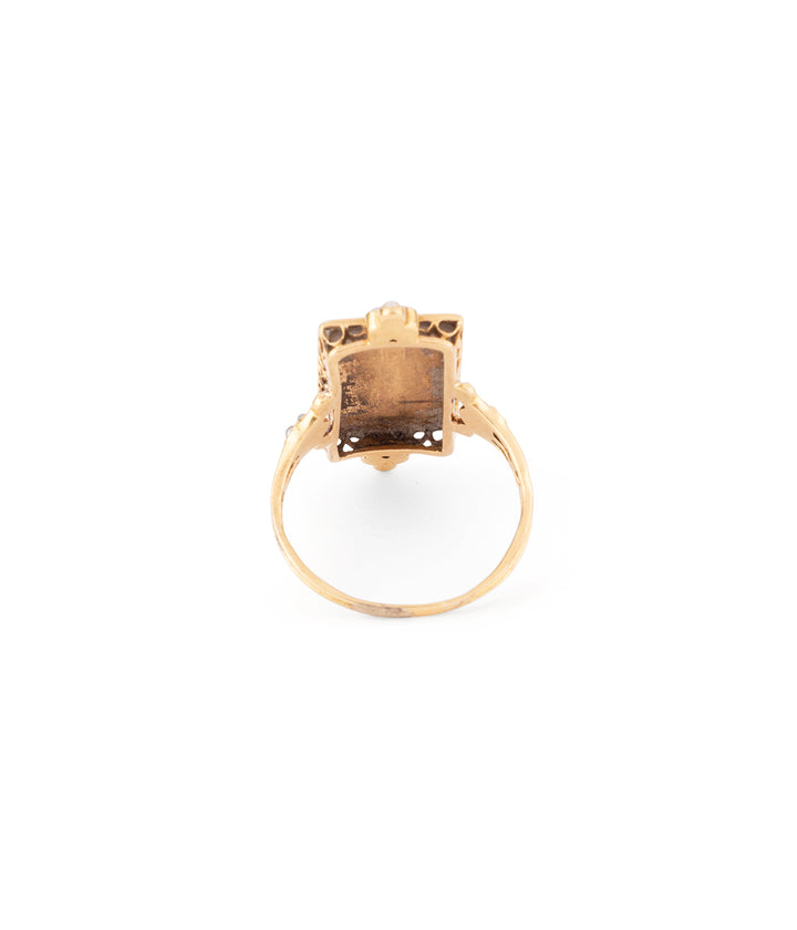 Antique gold ring turquoise pearls "Gaelle" - Caillou Paris
