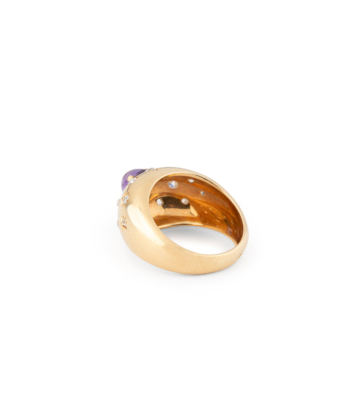 Antique gold star set diamond dome ring Biel - Caillou Paris