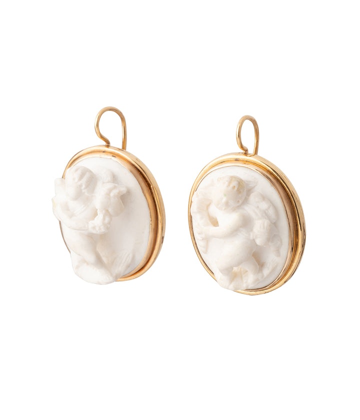 Antique lava stone cameo earrings "Ruddy" - Caillou Paris