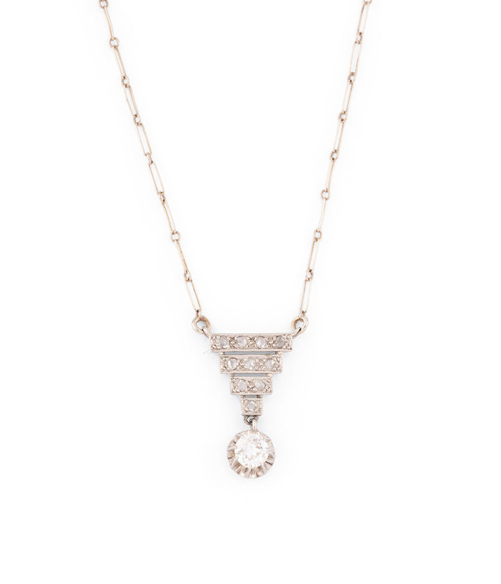 Antique necklace diamonds platinum "Ruedly" - Caillou Paris