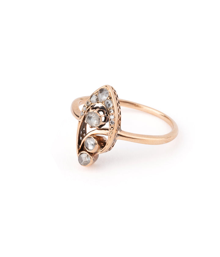 Antique pink gold marquise ring "Elsu" - Caillou Paris