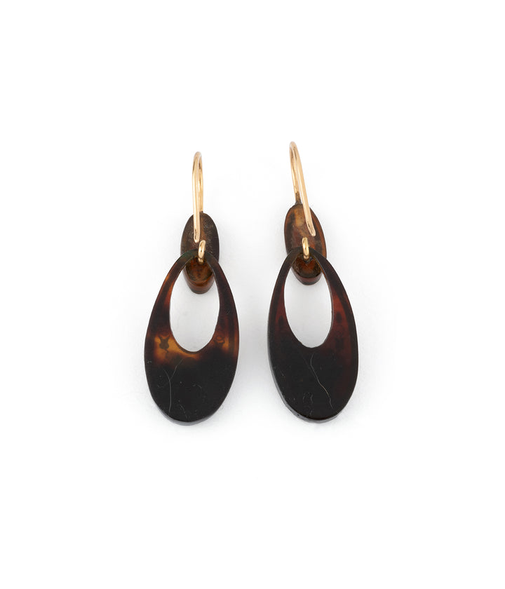 Antique piqué tortoiseshell earrings Henan - Caillou Paris