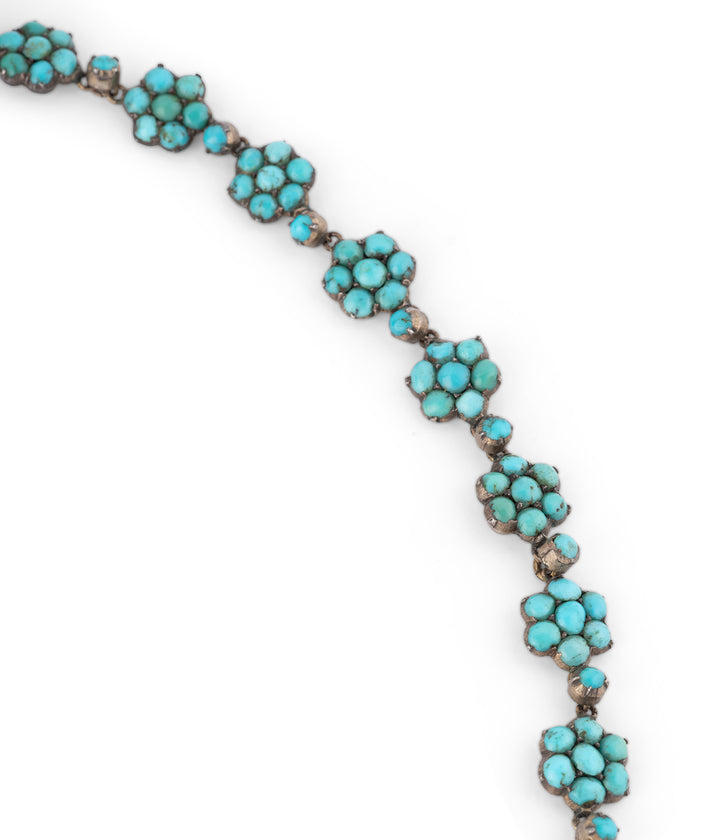 Antique romantic silver turquoise necklace "Jovan" - Caillou Paris