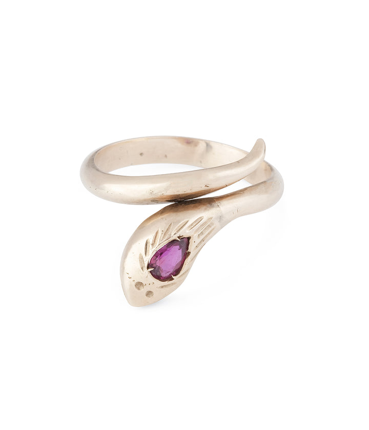 Antique-snake-ring-garnet-Amra-Caillou-Paris