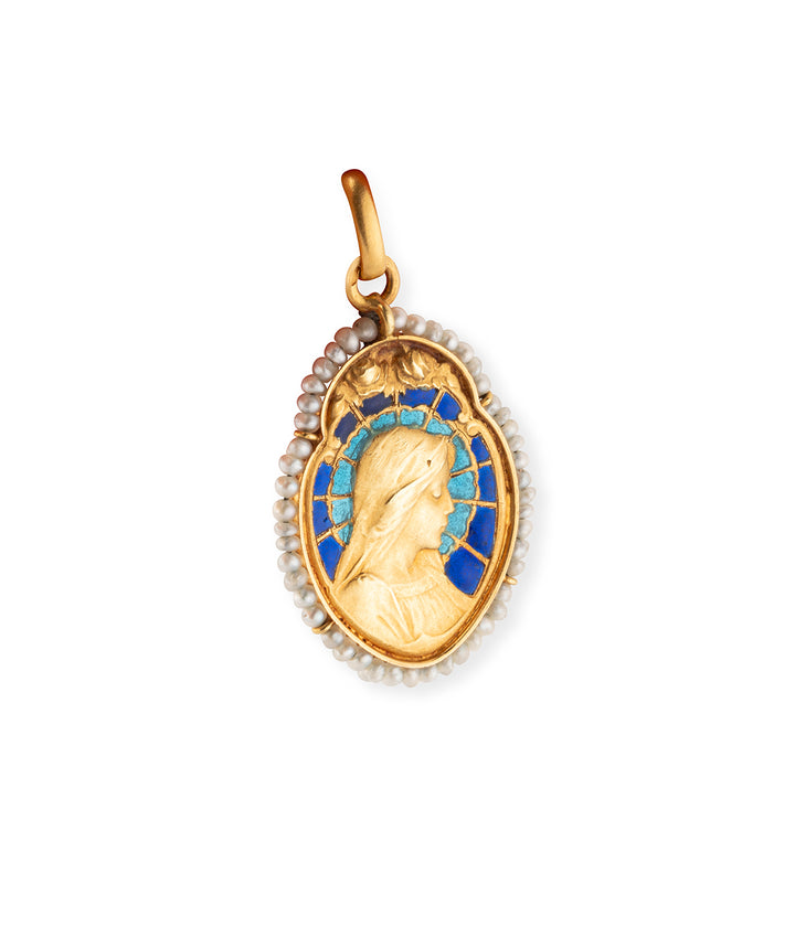 Art-Nouveau-medal-gold-enamel-Mounir-Caillou-Paris