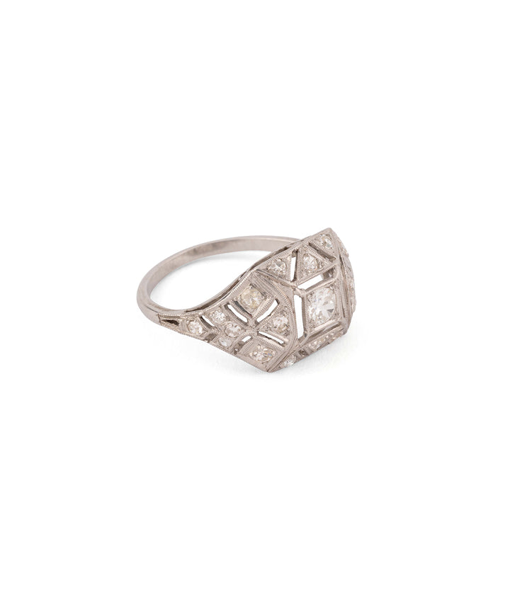 Art deco ring platinum diamonds "Youli" - Caillou Paris