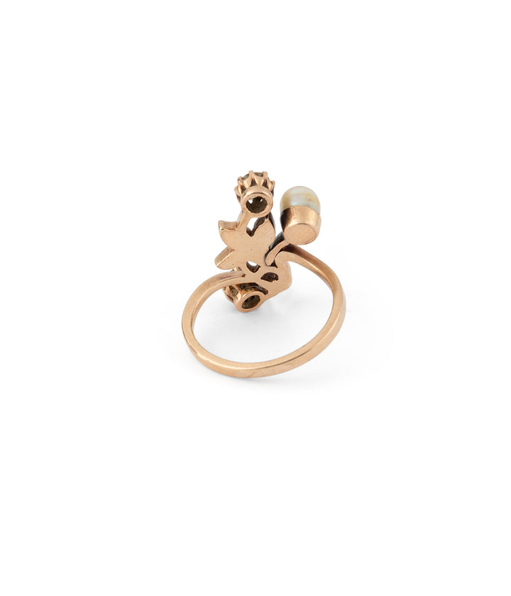 Art nouveau ring pearl and diamonds Orli - Caillou Paris