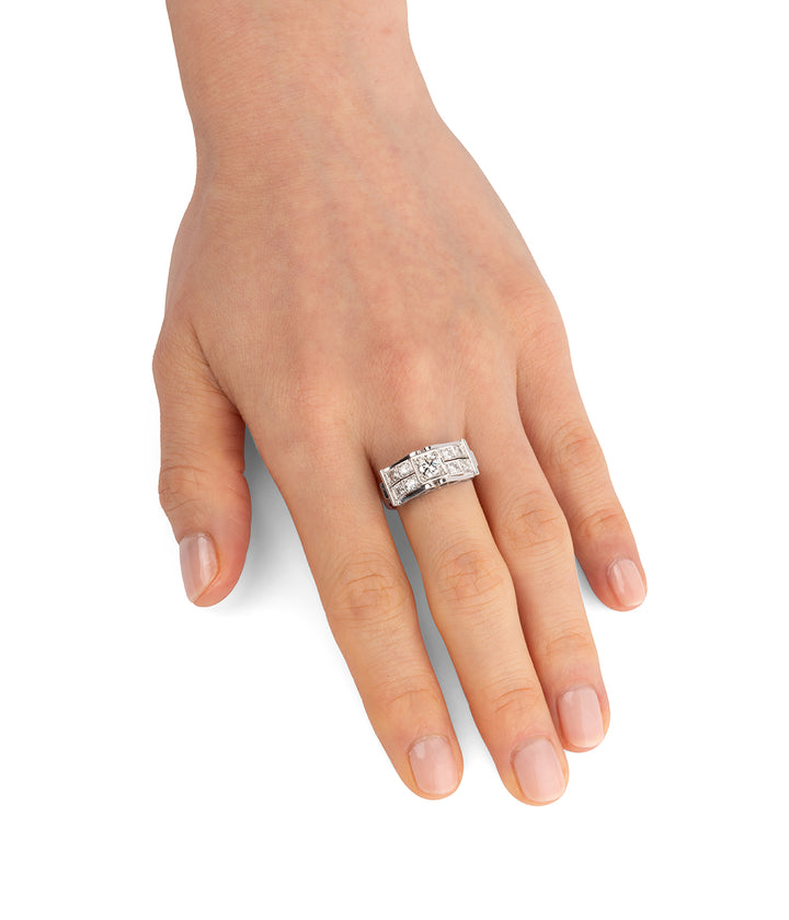 Bague Art déco platine et diamants "Odala" - Caillou Paris