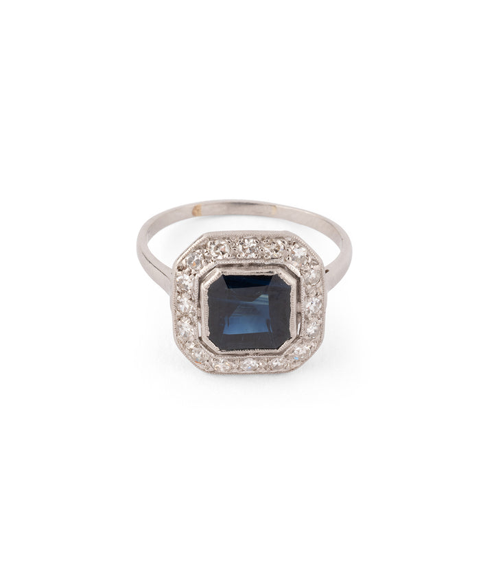 Bague Art déco en platine et saphir "Raimo" - Caillou Paris