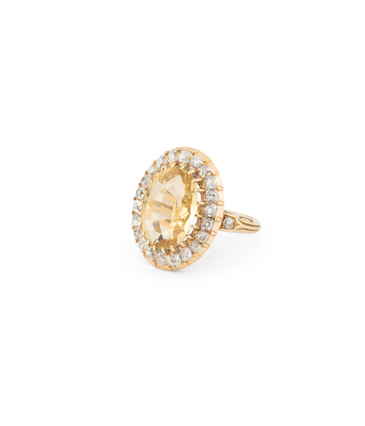 Bague Marguerite ancienne citrine diamants Genny - Caillou Paris