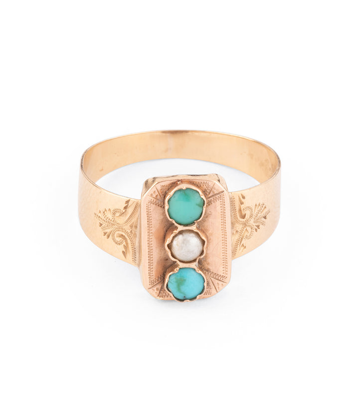 Bague Napoleon III turquoises et or rose "Tieriu" - Caillou Paris