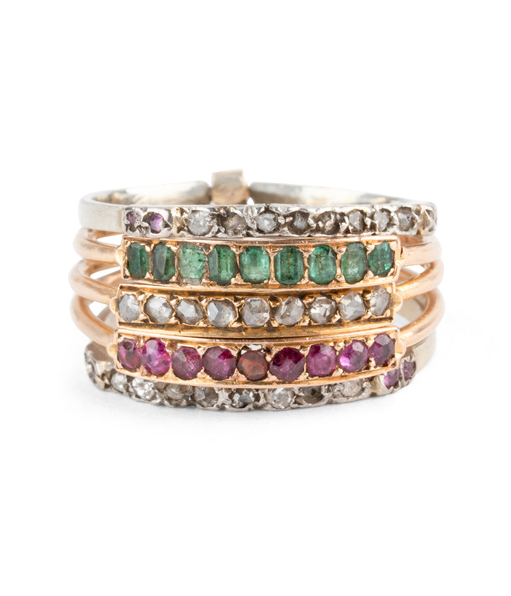 Bague-ancienne-diamants-emeraudes-rubis-Heida-Caillou-Paris