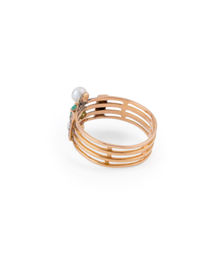 Bague ancienne émeraude "Roumia" dos gauche - Caillou Paris