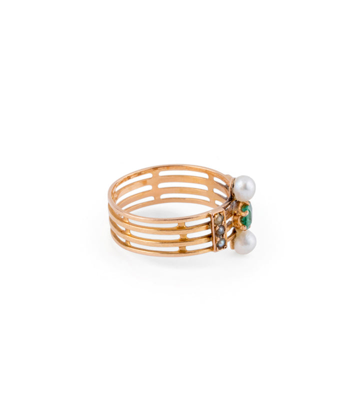 Bague ancienne émeraude "Roumia" profil droite - Caillou Paris