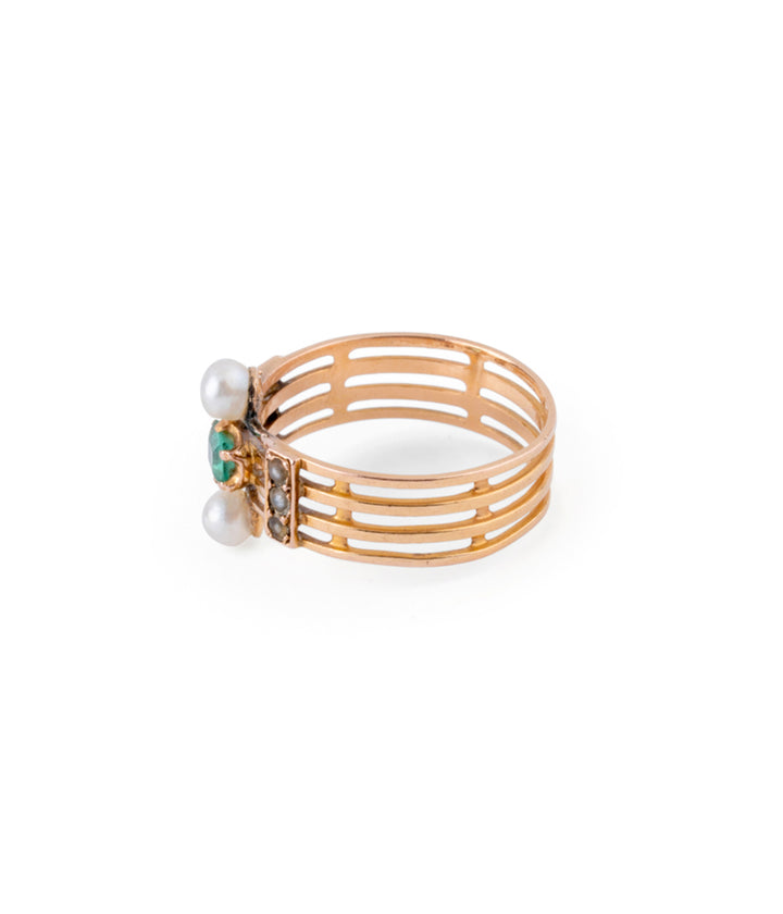 Bague ancienne émeraude "Roumia" profil gauche - Caillou Paris