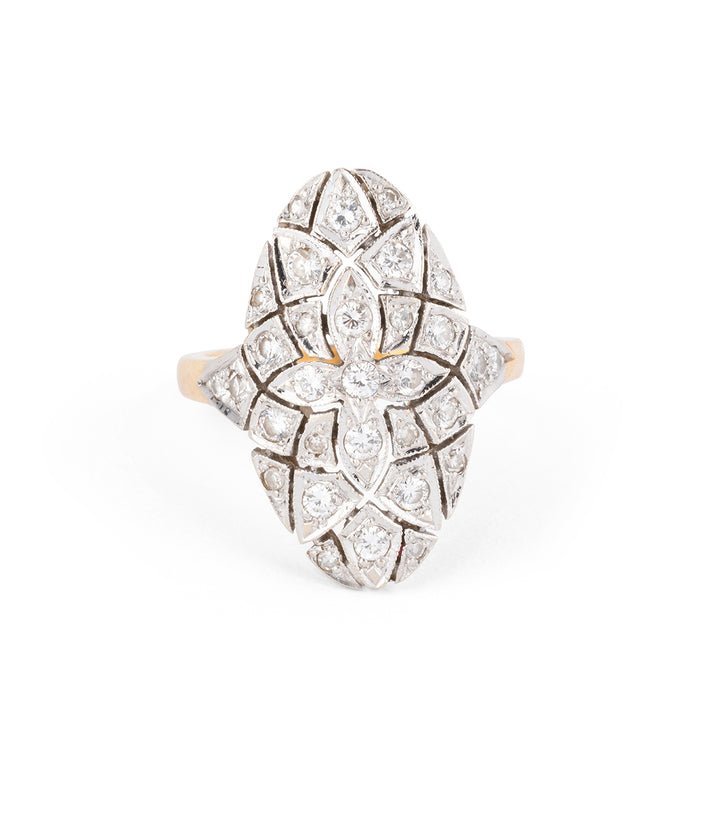 Bague ancienne marquise en diamants "Layla" - Caillou Paris