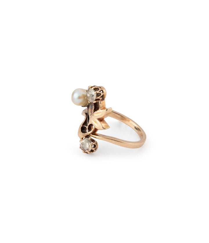 Bague ancienne or rose perle et diamants Orli - Caillou Paris