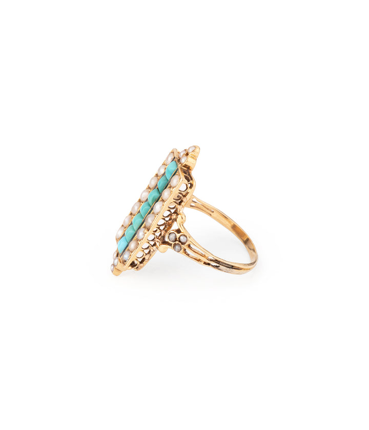 Bague ancienne perles turquoises "Gaelle" - Caillou Paris
