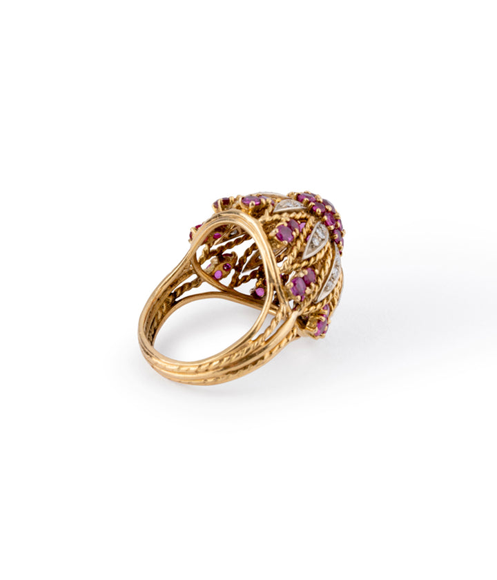 Bague ancienne rubis Akiva dos droite - Caillou Paris
