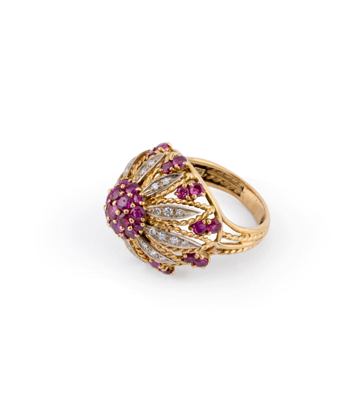 Bague ancienne rubis Akiva gauche vue 2 - Caillou Paris