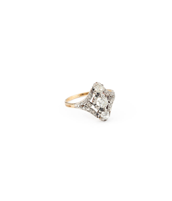 Bague de fiançailles ancienne diamant Aleka - Caillou Paris
