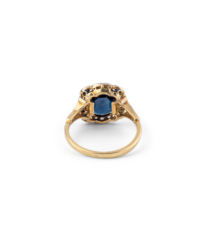 Bague de fiançailles ancienne saphir "Macey" dos - Caillou Paris