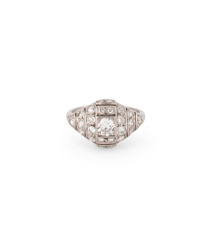 Bague de fiançailles Art déco platine et diamants "Eamon" - Caillou Paris