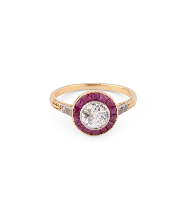 Bague de fiançailles ancienne en diamant rubis "Nadra" - Caillou Paris