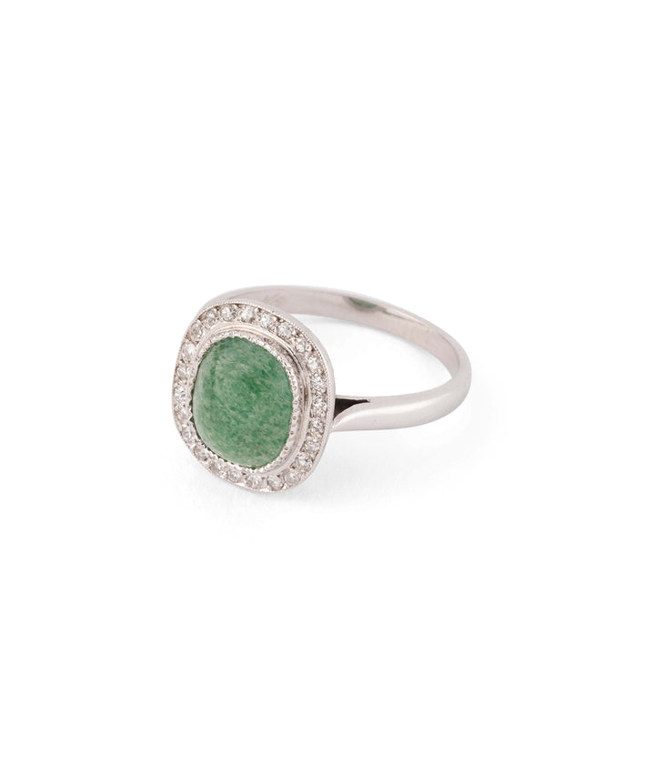 Bague de fiançailles ancienne diamants et aventurine "Songaa" - Caillou Paris